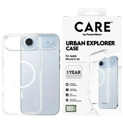 CARE by PanzerGlass Flagship Urban Explorer Case w. White MagSafe for iPhone Air Transparent