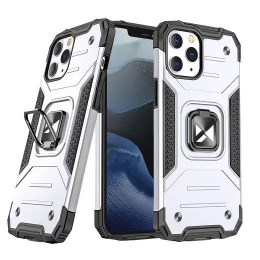 Wozinsky Ring Armor чехол с подставкой для телефона iPhone 14 Pro Max серебряный