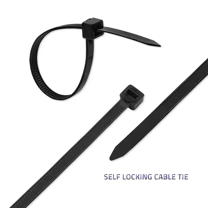 Qoltec Self-locking cable tie | 4.8*400mm | 100 pcs. | Nylon66 | UV | Black
