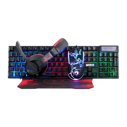 Marvo CM409 4 vienā spēļu kombinētā pele | austiņas | tastatūra | peles paliktnis