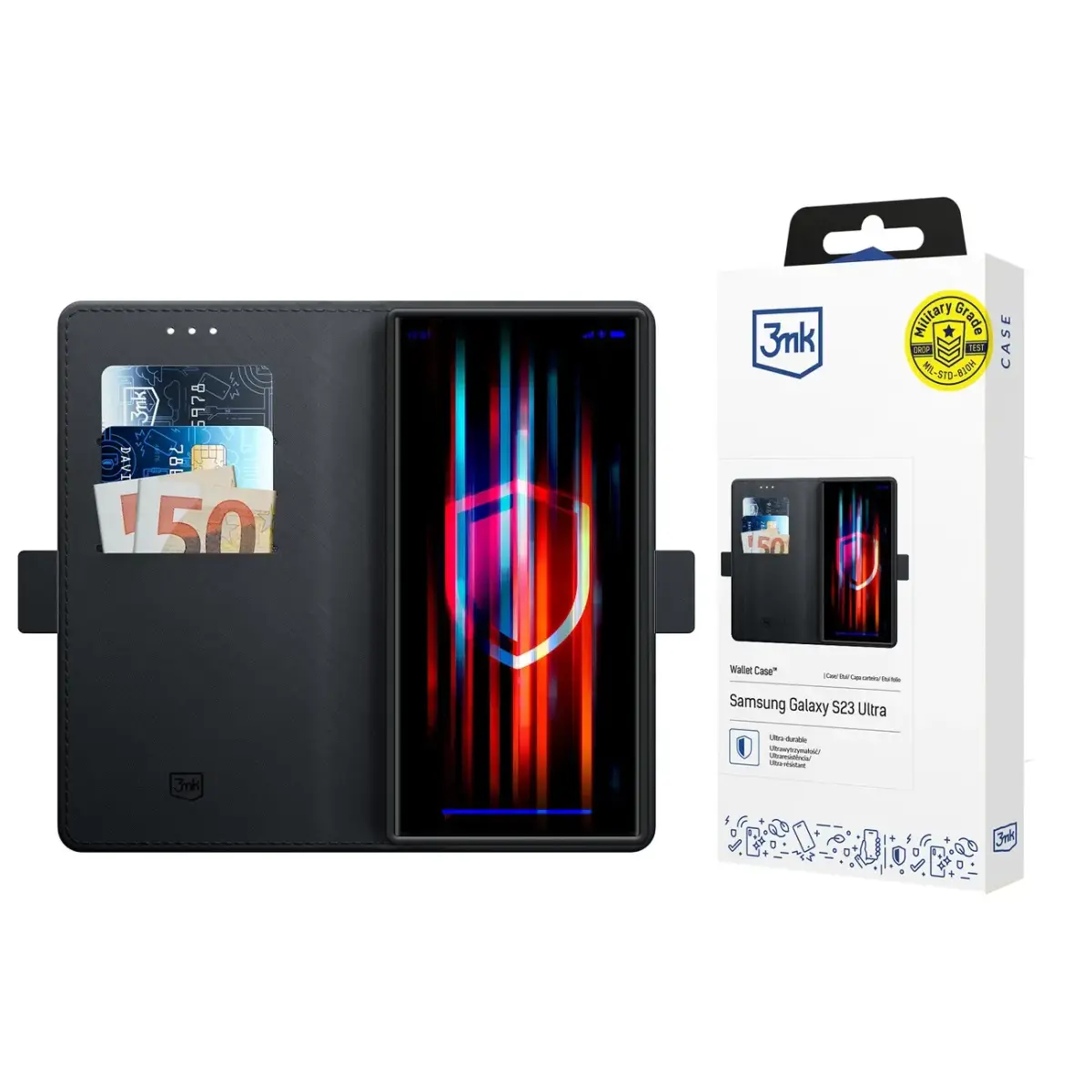 3mk Wallet Case for Samsung Galaxy S23 Ultra - Black
