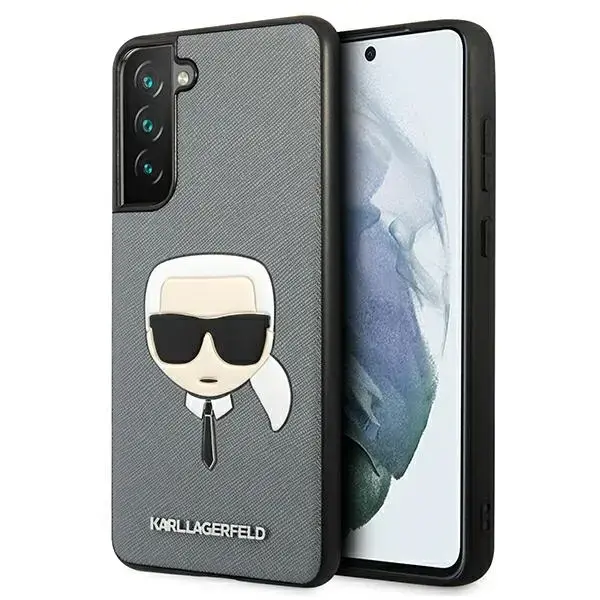 Karl Lagerfeld PU Saffiano Karl Head Case for Samsung Galaxy S21 FE 5G Silver