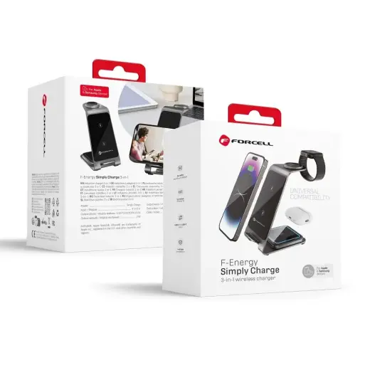 Forcell F-Energy Simply Charge 3-in-1 bezvadu lādētājs | Qi | 15W | pelēks