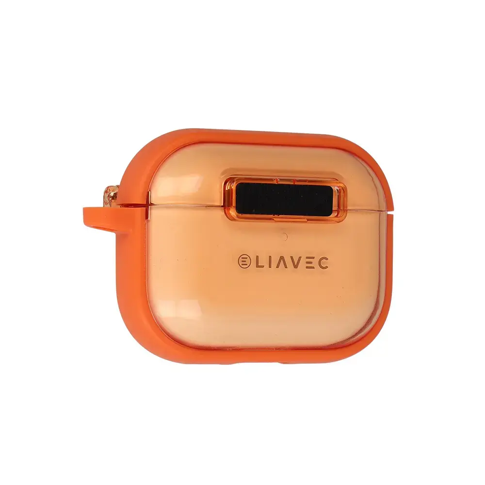 Liavec SlideLock Case for Apple AirPods Pro 3, transparent-orange