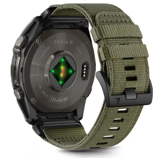 Tech-Protect Nylon Classic išmaniojo laikrodžio dirželis Garmin Fenix 5X/5X Plus/6X/6X Pro/7X/8 (51 mm) | nailoninis | žalias