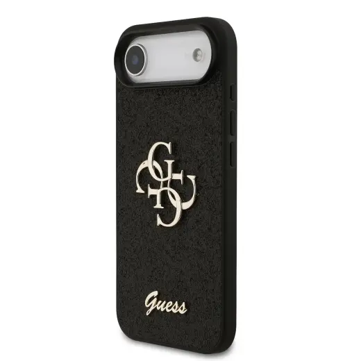 Guess PU Fixed Glitter 4G Metal Logo Case for iPhone 17 Air Black