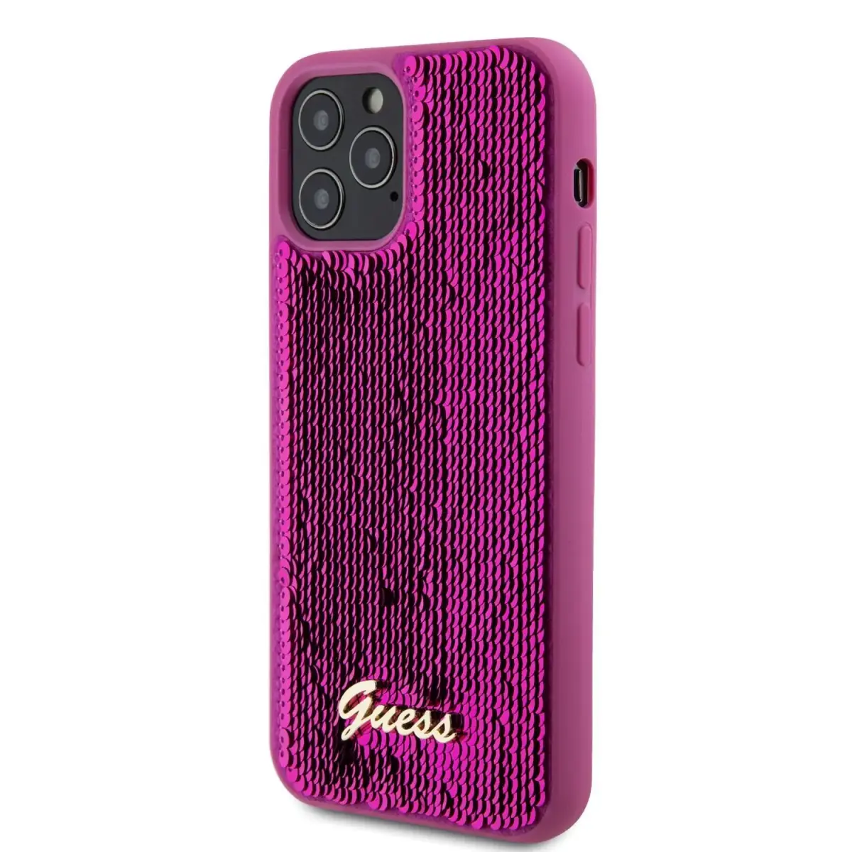 Guess Sequin Script Logo Case for iPhone 12|12 Pro Magenta