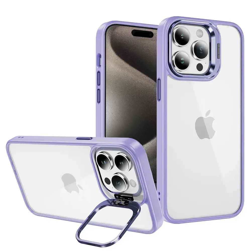 Tel Protect Kickstand case + camera glass (lens) for Iphone 12 Pro light purple