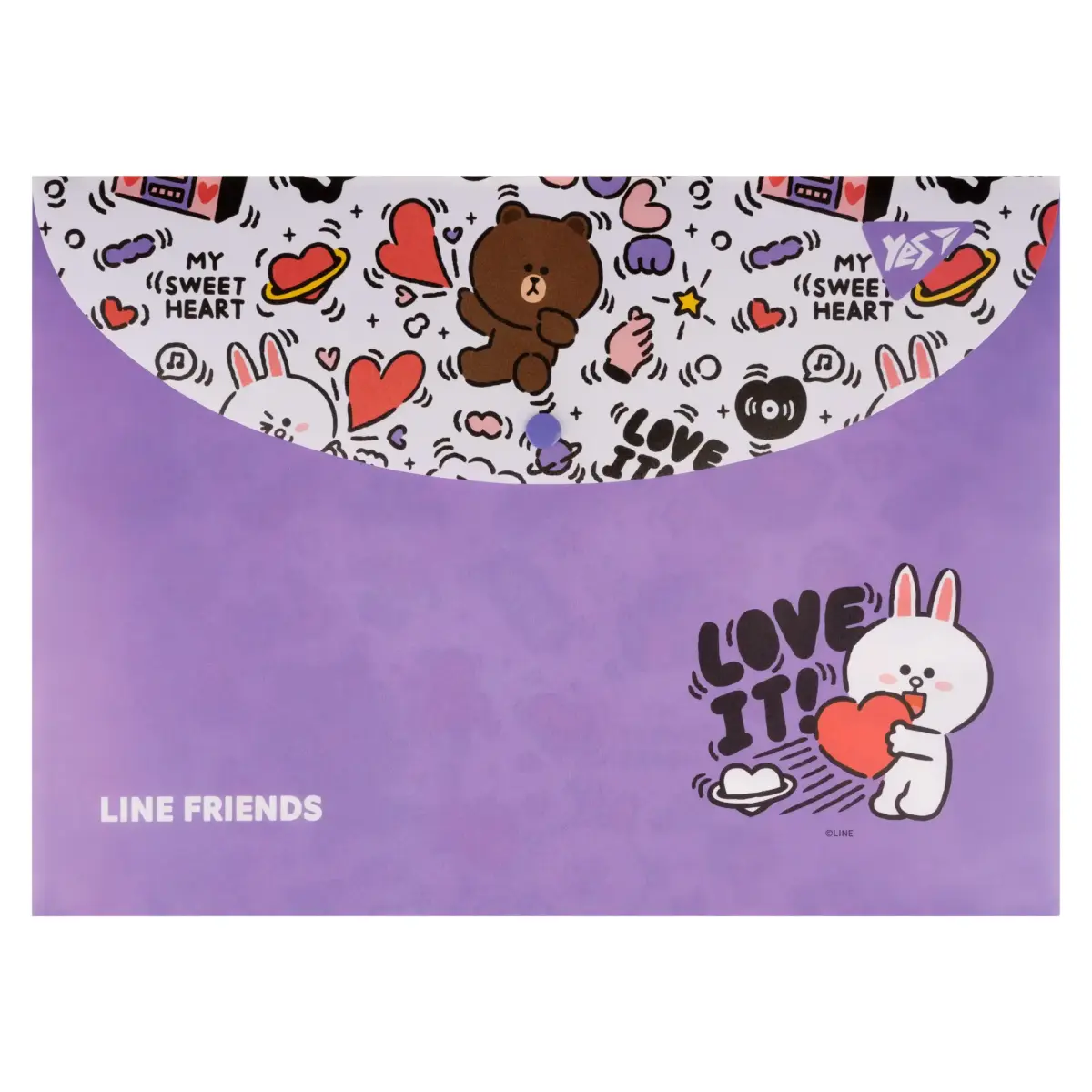 Aplokšņu soma YES Line Friends A4 ar pogu