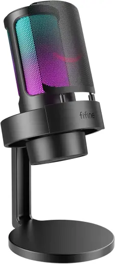 Fifine Amplifire A8 RGB microphone for gaming | podcasts | streams | tripod | black