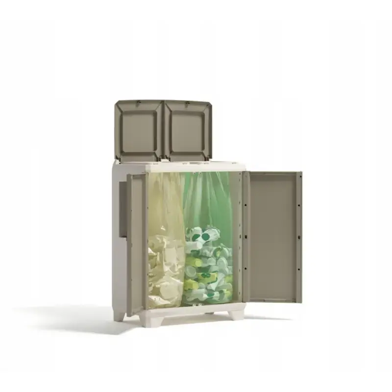 Atkritumu šķirošanas sistēma Split Premium Wood 110L Recycling system 68x39x92cm gaiši bēšs/gaiši pelēks