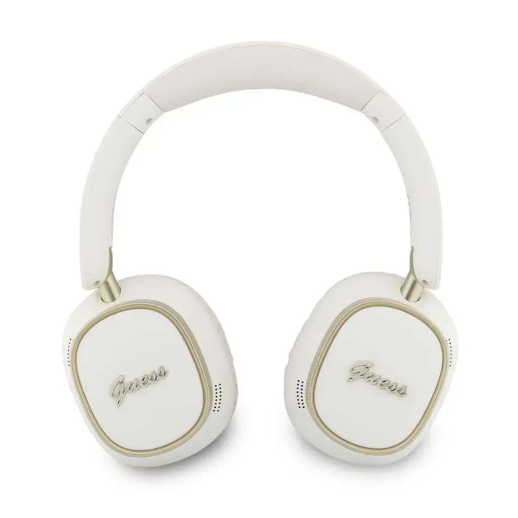 Guess Rectangle Metal Script Logo ENC Wireless Headphone White