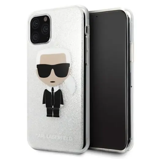 Karl Lagerfeld KLHCN58TPUTRIKSL iPhone11 Pro silver Glitter Ikonik Karl