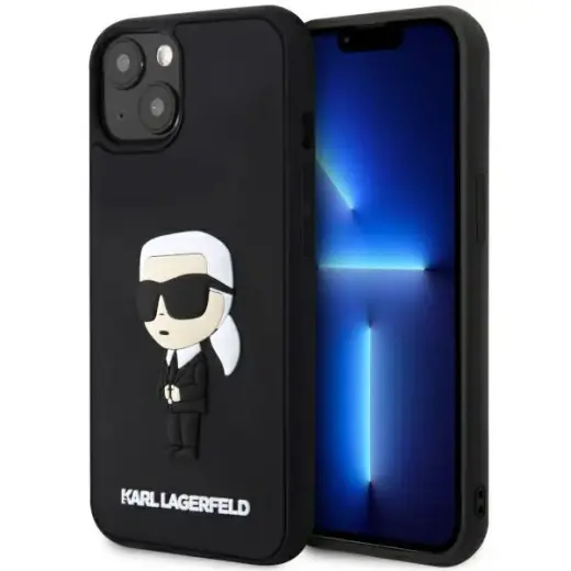 Karl Lagerfeld Rubber Ikonik 3D чехол для телефона iPhone 14 | iPhone 15 | iPhone 13 черный