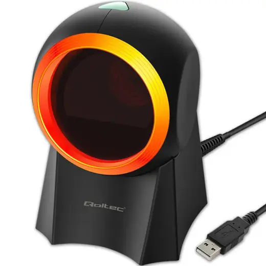 Qoltec Stationary barcode reader and QR code scanner | 1D 2D | USB