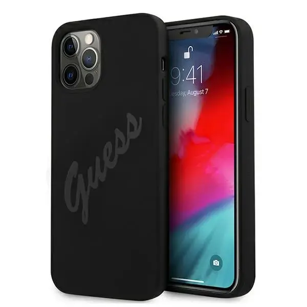 Guess GUHCP12MLSVSBK iPhone 12|12 Pro 6,1" czarny|black hardcase Script Vintage