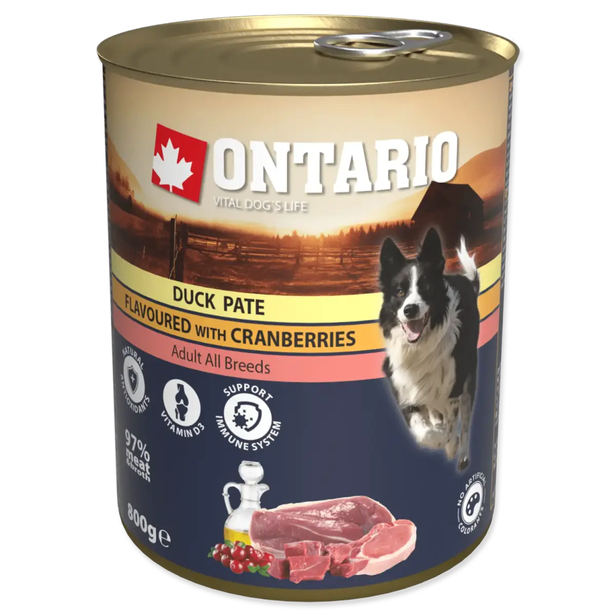 Canned food for dogs : Ontario Dog Duck Pate with Cranberries 800g