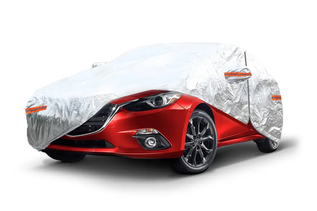 ALUMINIUM CAR COVER with ZIP, REFLECTIVE, 120g + cotton,Silver,  size: L