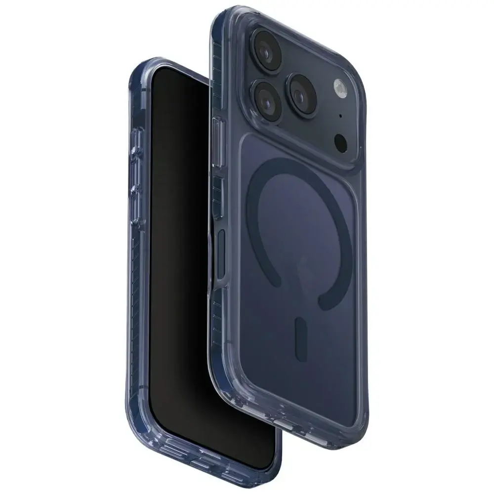 UNIQ Combat phone case with stand and MagSafe support for iPhone 17 Pro blue