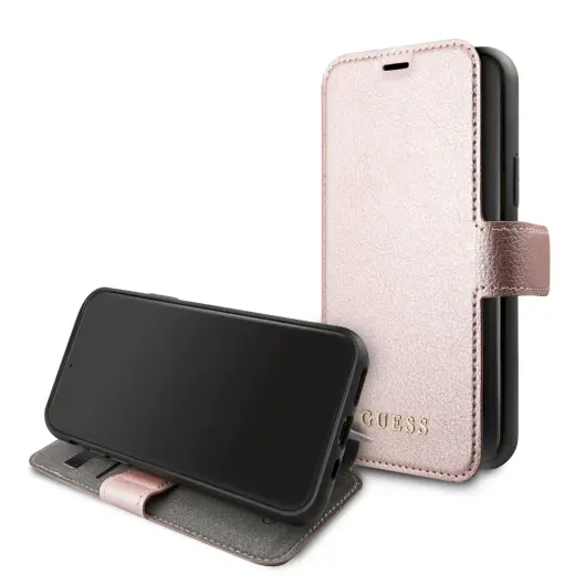 GUFLBKSP12MIGLRG Guess Iridescent  Book Case for iPhone 12|12 Pro 6.1 Pink