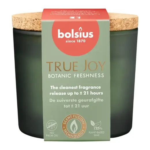 Küünla aroom. klaas gl. korgiga True Joy Ø66x83mm botaaniline värskus