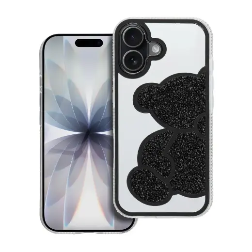 TEDDY BEAR telefono dėklas iPhone 17 juodas