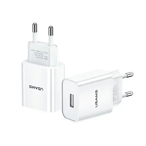 USAMS T18 travel charger | 10.5W | QC | USB-A | white