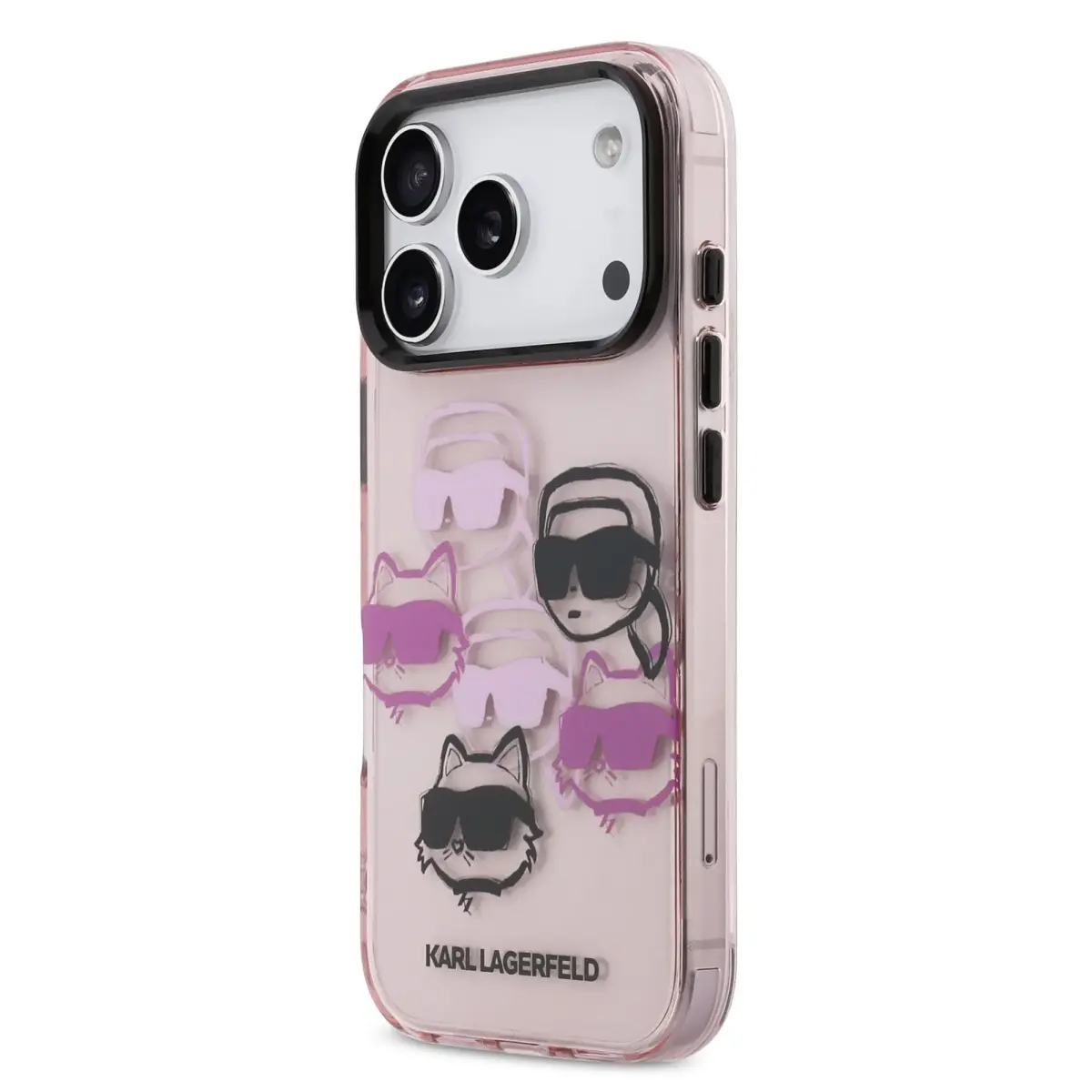 Karl Lagerfeld IML Multi K&CH Heads maciņš telefonam iPhone 17 Pro rozā