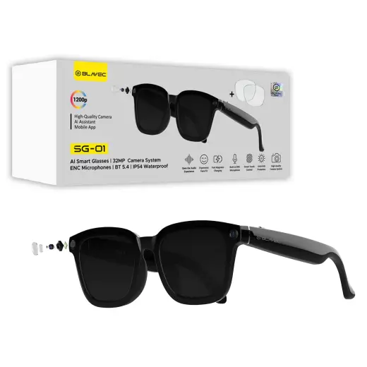 Blavec Smartglasses SG-01 HD camera, AI, Wi-Fi (SG01-B) black