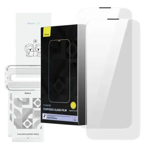 Baseus Corning aizsargstikls telefonam iPhone 14 Pro ar iebūvētu putekļu filtru
