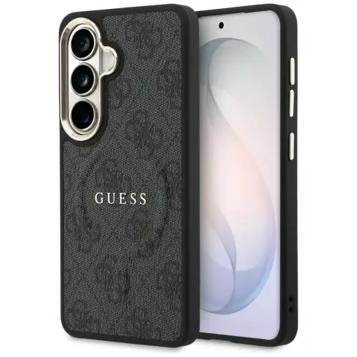 Guess 4G Embossed Ring maciņš un statīvu ar statīvu telefonam Samsung Galaxy S26+ (S947) melns