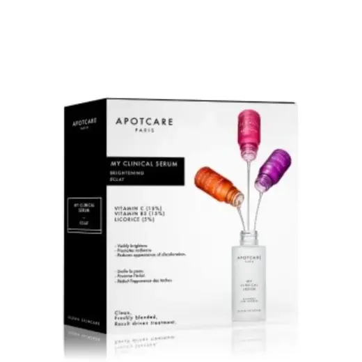My Clinical Serum Set Apotcare: Vitamin C, Vitamin C, Brightening, Serum, For Face, 10 ml + Vitamin B3, Vitamin B3, Anti-Redness, Serum, For Face, 10 ml + Licorice, Alcohol-Free, Anti Spot, Day & Night, Serum, For Face, 10 ml