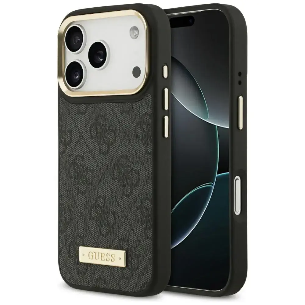 Guess 4G Logo Plate MagSafe Case for iPhone 17 Pro Black