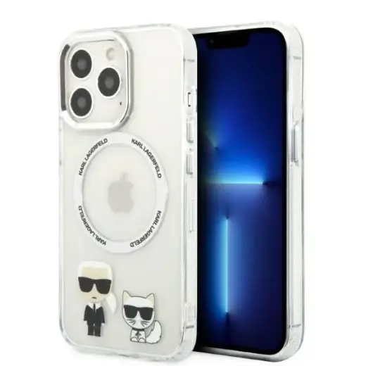 Karl Lagerfeld MagSafe Compatible Case Karl and Choupette for iPhone 13 Pro Max Transparent