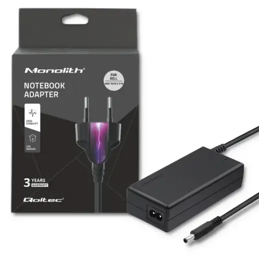Qoltec Power adapter for laptop Dell 45W | 19.5V | 2.31A | 4.5*3.0+pin | +power cable