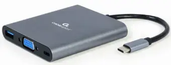 Gembird USB Type-C 6-in-1 multi-port Adapter + Card Reader Space Grey