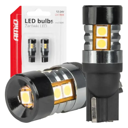 LED bulbs CANBUS T10 W5W 9 SMD 3030 White 12V 24V AMIO-04241