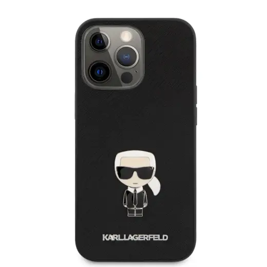 KLHCP13LIKMSBK Karl Lagerfeld PU Saffiano Ikonik Cover for iPhone 13 Pro Black