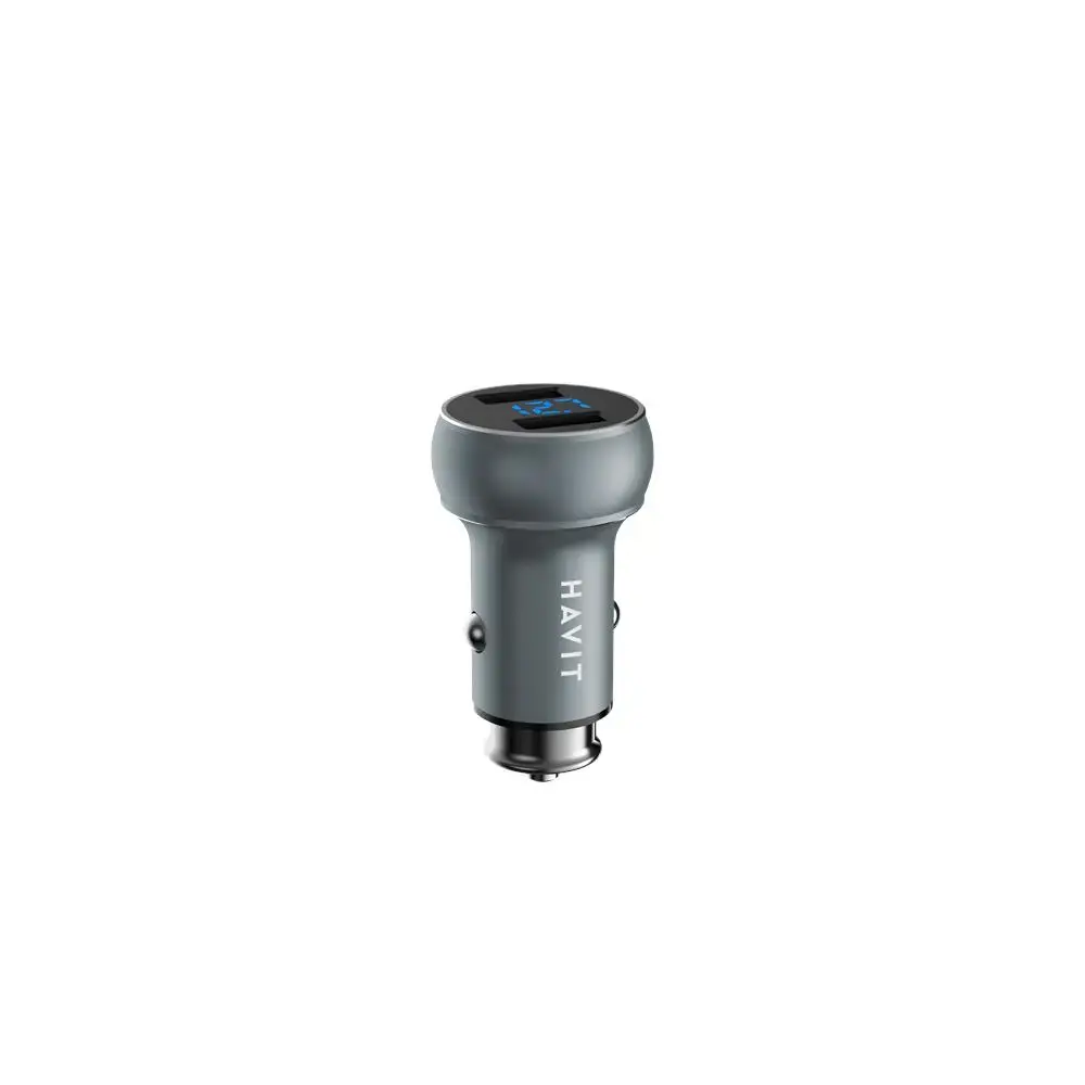 HAVIT car charger H214 LED ring 2xUSB grey
