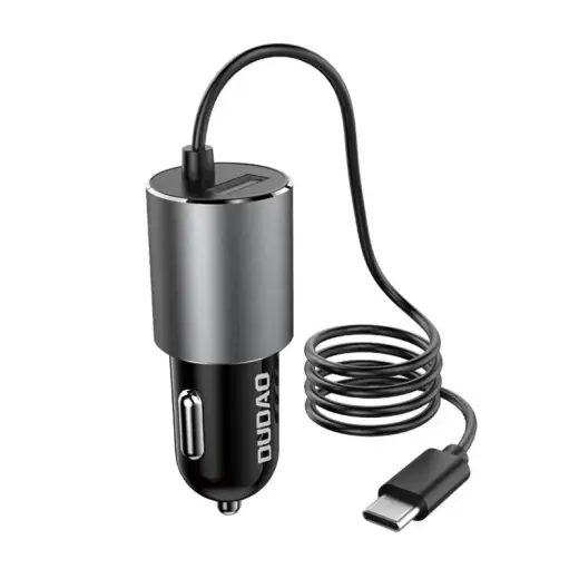 Dudao USB car charger with built-in cable USB Type C 3.4 A black (R5Pro T)