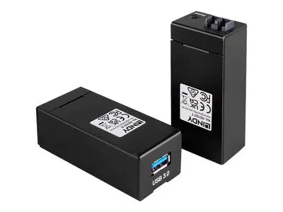 LINDY USB 3.1 Gen1 Fibre Optic Extender (Transmitter and Receiver units) - USB extender - USB 3.0, USB 3.1