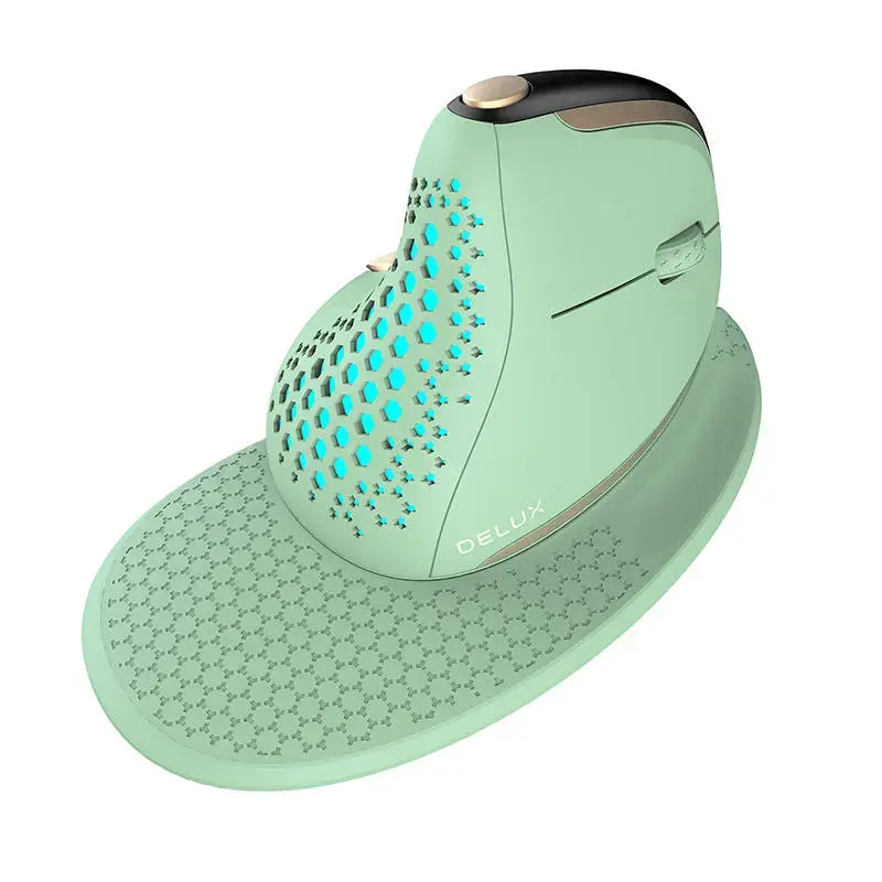 Wireless Ergonomic Mouse Delux M618XSD BT+2.4G RGB (mint)