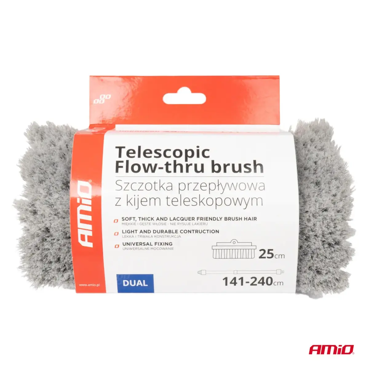 Telescopic Flow-thru wash brush 141-240cm AMIO-01274
