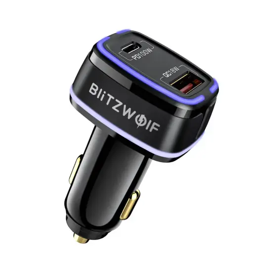 Car Charger BlitzWolf BW-SD8, USB, USB-C, 100W (black)