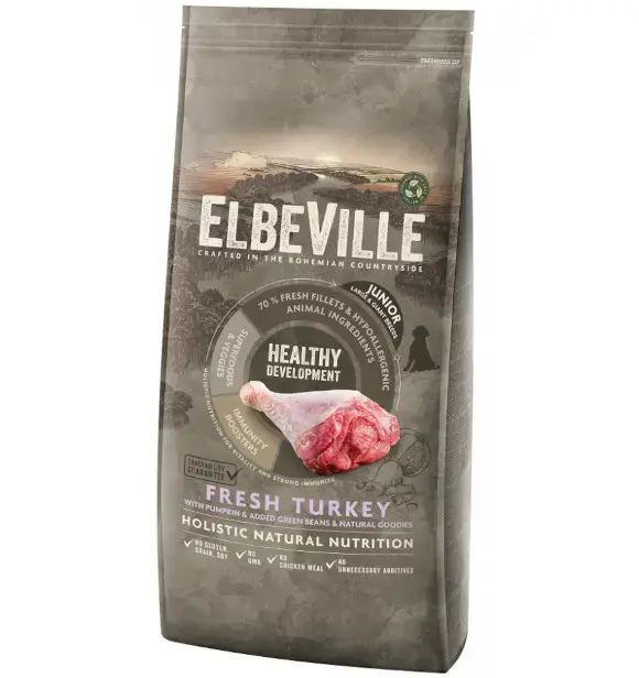Sausa barība kucēniem - ELBEVILLE Puppy and Junior Large Fresh Turkey Healthy Development 11,4 kg