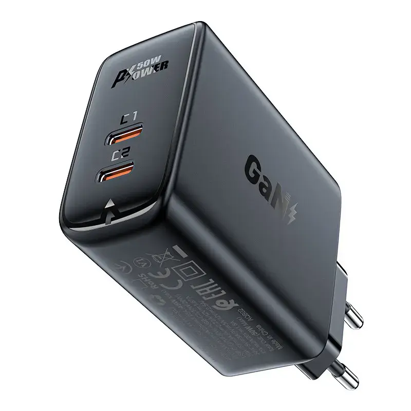 Acefast A29 tīkla lādētājs | 50W | PD, GaN | USB-C | melns