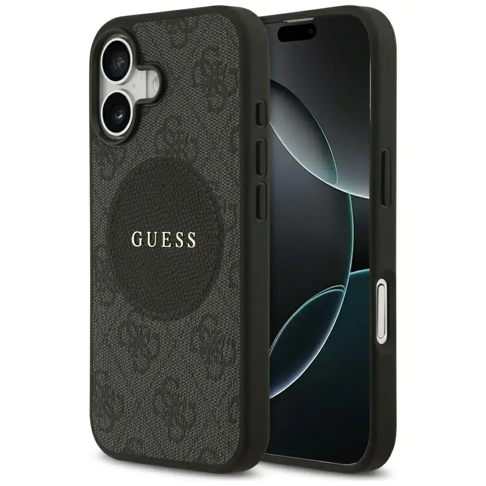Guess 4G Circle Classic Logo maciņš ar MagSafe atbalstu telefonam iPhone 17 melns