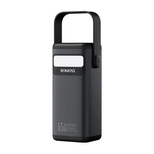 Romoss PMT40 external battery (powerbank) | 40000 mAh | 65W | USB-C, Lightning, USB-A | LED flashlight, LED display | black