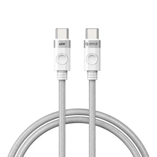 Orico CDX-100CC datu pārraides un uzlādes vads | USB-C uz USB-C | 60W | 1m | balts