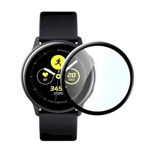 Fusion Nano 9H aizsargstikls pilnam ekrānam Galaxy Watch Active 2 40 mm melns